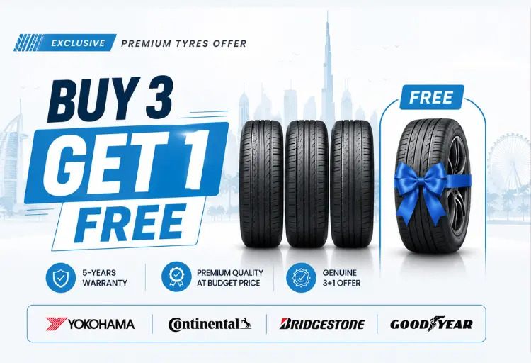 Buy 3 Tyres Online Get 1 Free in UAE Special Offer