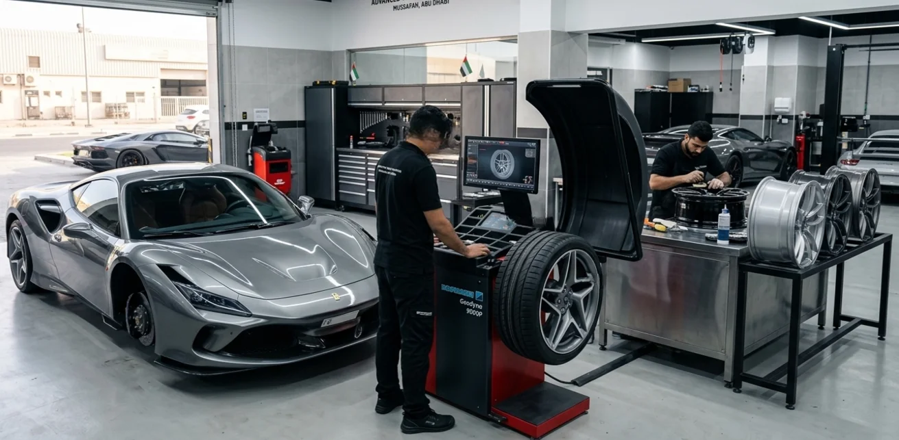 Advanced Tyre Diagnostics And Rim Restoration For Supercars In Mussafah