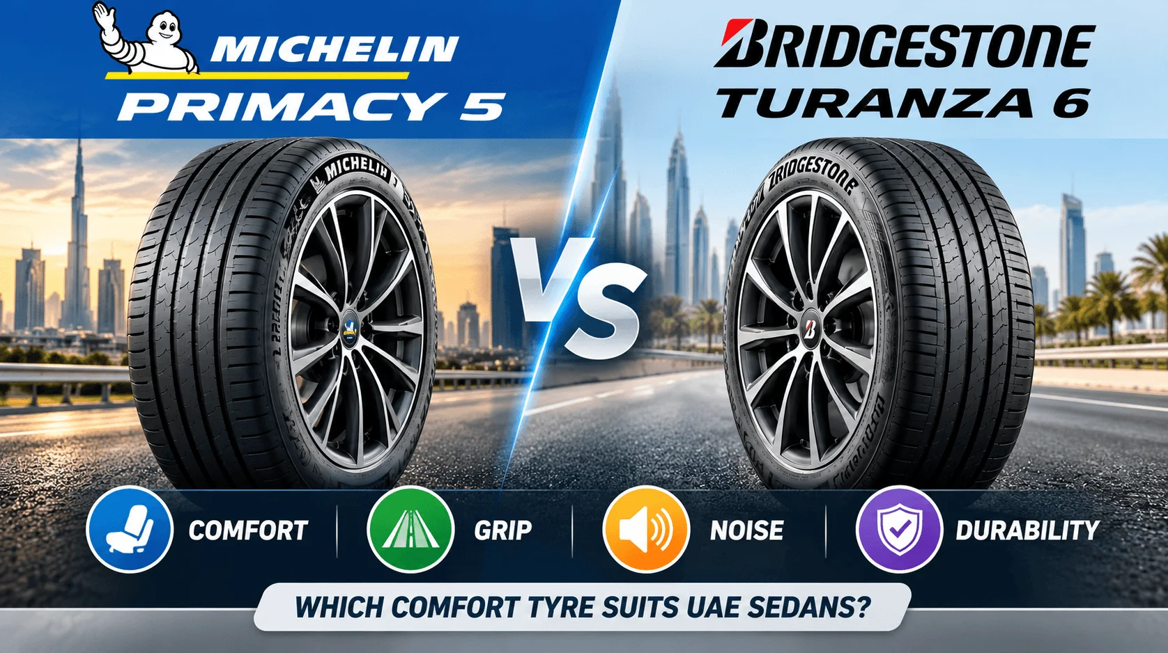 Michelin Primacy 5 Vs Bridgestone Turanza 6: Which Comfort Tyre Suits UAE Sedans?